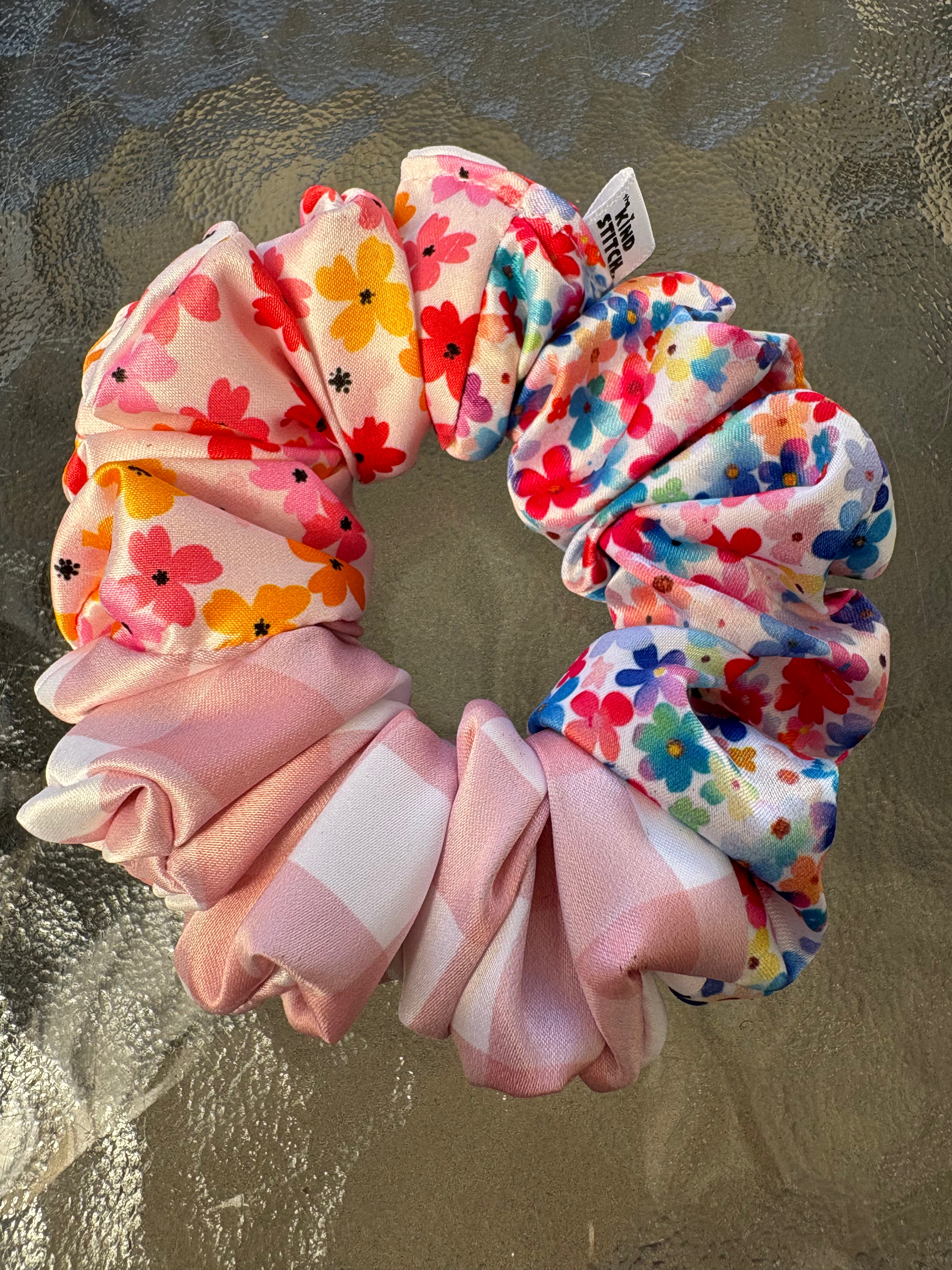 Patchwork floral scrunchie